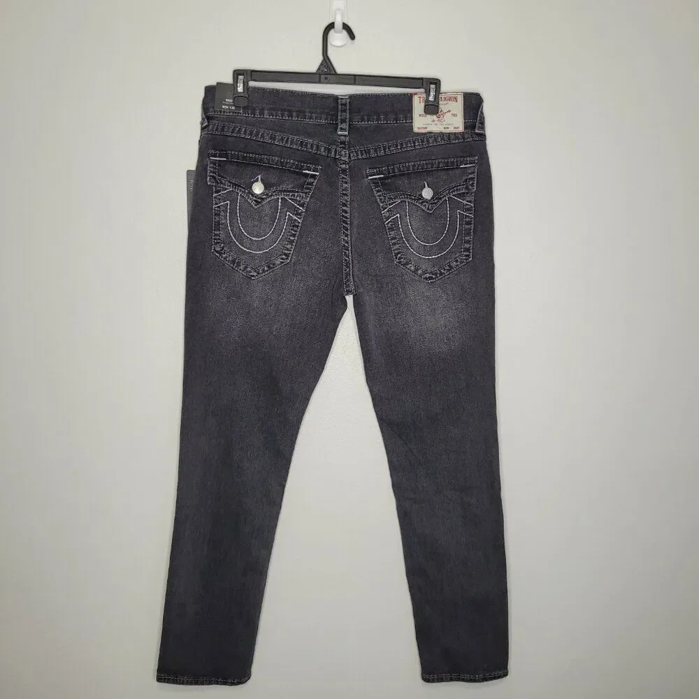 True Religion Rocco relaxed skinny black jeans size 36x32 NWT